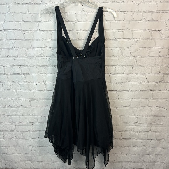 BloomChic Black Ruched Ties Handkerchief Hem Crisscross Swim Dress Plus … - Picture 6 of 7